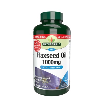 Natures Aid Flaxseed Oil 1000mg 135 Softgels (90+45 Free)